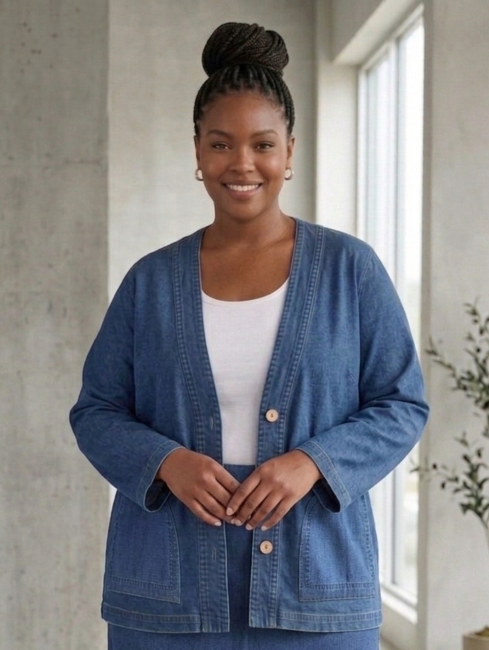 Vintage Travel Smith Denim Cardigan Light Jacket Sz 1X